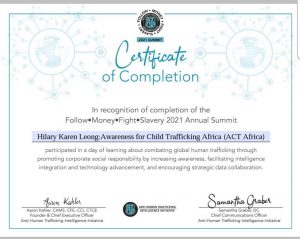 Follow Money Fight Slavery 2021 - Certificate of Completion